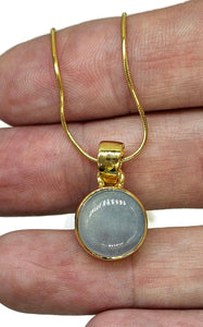 Round Aquamarine Pendant, March Birthstone, Sterling Silver, 18K Gold Plated - GemzAustralia 