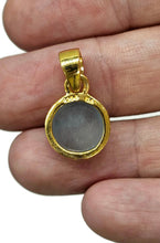 Load image into Gallery viewer, Round Aquamarine Pendant, March Birthstone, Sterling Silver, 18K Gold Plated - GemzAustralia 