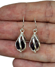 Load image into Gallery viewer, February Birthstone Earrings, Raw Amethyst Cage Earrings, Sterling Silver - GemzAustralia 