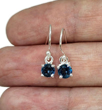 Load image into Gallery viewer, London Blue Topaz Earrings, Sterling Silver, Round Brilliant cut, December Birthstone - GemzAustralia 