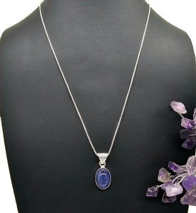 Tanzanite Pendant, Sterling Silver, Cabochon Tanzanite, Oval Shaped, Invites Protection - GemzAustralia 