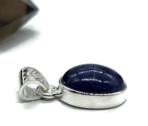 Tanzanite Pendant, Sterling Silver, Cabochon Tanzanite, Oval Shaped, Invites Protection - GemzAustralia 