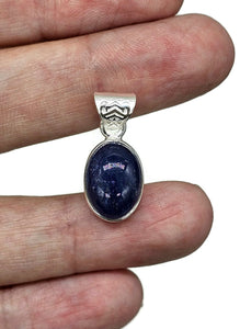 Tanzanite Pendant, Sterling Silver, Cabochon Tanzanite, Oval Shaped, Invites Protection - GemzAustralia 