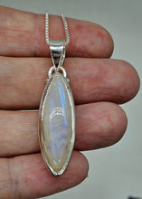 Load image into Gallery viewer, Rainbow Moonstone Pendant, Marquise Shape, Sterling Silver, Goddess Gemstone - GemzAustralia 