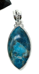 Arizona Turquoise Pendant, Sterling Silver, Blue Turquoise, Marquise Shape, Protection - GemzAustralia 