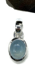 Oval Aquamarine Pendant, Sterling Silver, March Birthstone, Cabochon Aquamarine - GemzAustralia 