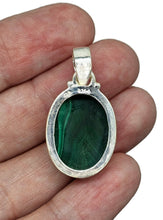 Load image into Gallery viewer, Malachite Pendant, Sterling Silver, Oval Shape, Beautiful Rich Green Gemstone - GemzAustralia 