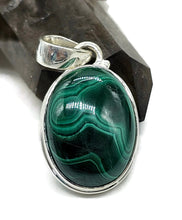 Load image into Gallery viewer, Malachite Pendant, Sterling Silver, Oval Shape, Beautiful Rich Green Gemstone - GemzAustralia 