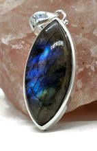Load image into Gallery viewer, Labradorite Pendant, Sterling Silver, Marquise Shaped, Leaf Shape, Magical Gemstone - GemzAustralia 