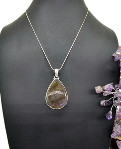 Stunning Purple Labradorite Pendant, Sterling Silver, Teardrop Shaped, Magical Gemstone - GemzAustralia 