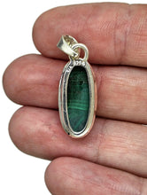 Load image into Gallery viewer, Long Oval Malachite Pendant, Sterling Silver, Beautiful Rich Green Gemstone - GemzAustralia 