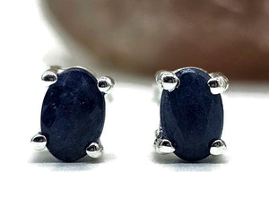 Australian Sapphire studs, 1.78 carats, Sterling Silver, Oval facet, Blue Sapphire - GemzAustralia 