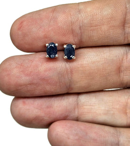 Australian Sapphire studs, 1.78 carats, Sterling Silver, Oval facet, Blue Sapphire - GemzAustralia 