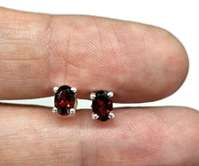 Load image into Gallery viewer, Oval Garnet Studs, Sterling Silver, January Birthstone, 2.6 carats, Oval Faceted - GemzAustralia 