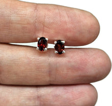 Load image into Gallery viewer, Oval Garnet Studs, Sterling Silver, January Birthstone, 2.6 carats, Oval Faceted - GemzAustralia 
