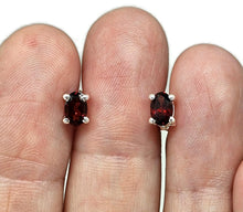 Load image into Gallery viewer, Oval Garnet Studs, Sterling Silver, January Birthstone, 2.6 carats, Oval Faceted - GemzAustralia 