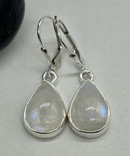 Load image into Gallery viewer, Teardrop Rainbow Moonstone Earrings, Sterling Silver, Blue Sheen Moonstone - GemzAustralia 