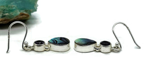 Paua Shell & Amethyst Earrings, Sterling Silver, New Zealand Abalone Shell - GemzAustralia 