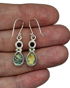 Paua Shell & Amethyst Earrings, Sterling Silver, New Zealand Abalone Shell - GemzAustralia 