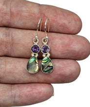 Load image into Gallery viewer, Paua Shell &amp; Amethyst Earrings, Sterling Silver, New Zealand Abalone Shell - GemzAustralia 