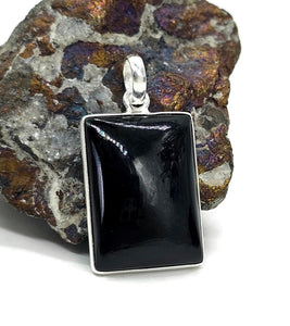 Black Onyx Pendant, Sterling Silver, Pear Shaped, Protection Stone, lucky Gem - GemzAustralia 