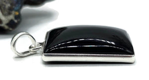 Black Onyx Pendant, Sterling Silver, Pear Shaped, Protection Stone, lucky Gem - GemzAustralia 