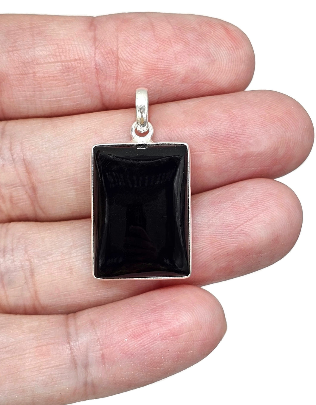 Black Onyx Pendant, Sterling Silver, Pear Shaped, Protection Stone, lucky Gem - GemzAustralia 