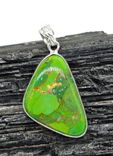 Load image into Gallery viewer, Green Turquoise Pendant, Triangle Shaped, Sterling Silver, Copper Turquoise - GemzAustralia 