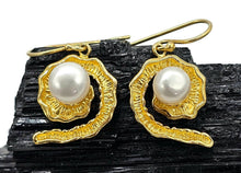 Load image into Gallery viewer, June Birthstone, Freshwater Pearl Earrings, 14k Gold Plated Sterling Silver, Bridal Jewellery - GemzAustralia 