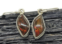 Load image into Gallery viewer, Red Ammolite Earrings, Sterling Silver, Fossilized Shells of Ammonites, Opal like Gemstone - GemzAustralia 