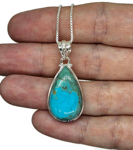 Turquoise Pendant, Pear Shaped, Sterling Silver, December Birthstone - GemzAustralia 