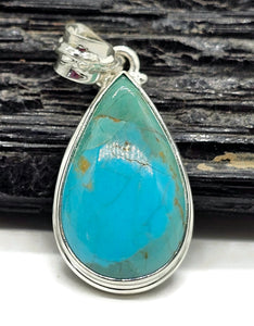 Turquoise Pendant, Pear Shaped, Sterling Silver, December Birthstone - GemzAustralia 