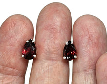 Load image into Gallery viewer, Garnet Studs, Sterling Silver, January Birthstone, 2.4 carats, Pear Faceted - GemzAustralia 