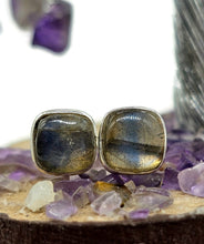 Load image into Gallery viewer, Labradorite Studs, Square Shaped, Sterling Silver, Blue Green Labradorite - GemzAustralia 