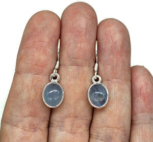 Aquamarine Earrings, Oval Cabochons, Sterling Silver, March Birthstone, 7 carats - GemzAustralia 