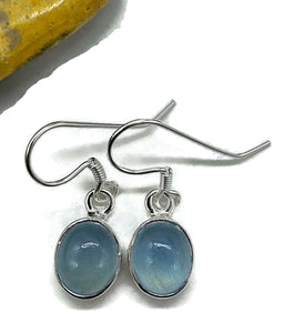 Aquamarine Earrings, Oval Cabochons, Sterling Silver, March Birthstone, 7 carats - GemzAustralia 