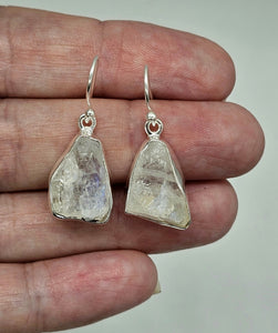 Raw Moonstone Earrings, Sterling Silver, June Birthstones, Rough Moonstones - GemzAustralia 