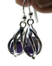 Load image into Gallery viewer, February Birthstone Earrings, Raw Amethyst Cage Earrings, Sterling Silver - GemzAustralia 