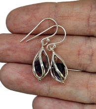 Load image into Gallery viewer, February Birthstone Earrings, Raw Amethyst Cage Earrings, Sterling Silver - GemzAustralia 