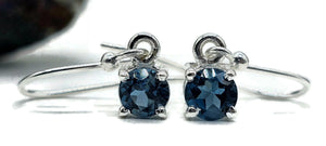 London Blue Topaz Earrings, Sterling Silver, Round Brilliant cut, December Birthstone - GemzAustralia 