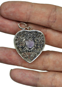 Amethyst Heart Pendant, February Birthstone, Fancy Heart Design, Spiritual Stone - GemzAustralia 