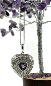 Amethyst Heart Pendant, February Birthstone, Fancy Heart Design, Spiritual Stone - GemzAustralia 