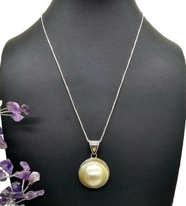 Mabe Pearl Pendant, 925 Sterling Silver, Freshwater Pearl, Ivory Mabe Pearl, June Birthstone - GemzAustralia 