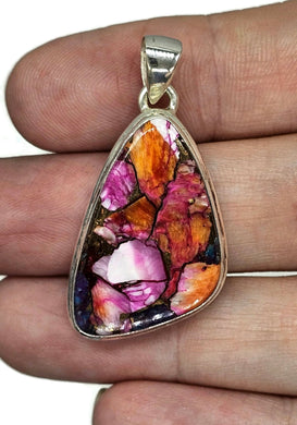 Pink Opal & Oyster Turquoise Pendant, Sterling Silver - GemzAustralia 