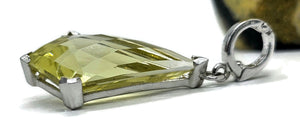 Lemon Quartz Pendant, Kite Shaped, Sterling Silver, High Vibrational Gemstone - GemzAustralia 