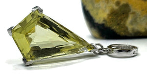 Lemon Quartz Pendant, Kite Shaped, Sterling Silver, High Vibrational Gemstone - GemzAustralia 