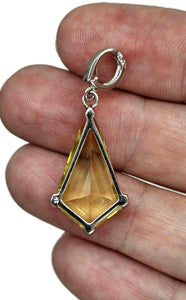 Lemon Quartz Pendant, Kite Shaped, Sterling Silver, High Vibrational Gemstone - GemzAustralia 