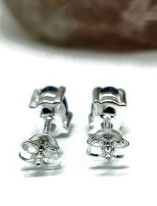 Australian Sapphire studs, 1.78 carats, Sterling Silver, Oval facet, Blue Sapphire - GemzAustralia 