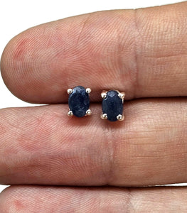 Australian Sapphire studs, 1.78 carats, Sterling Silver, Oval facet, Blue Sapphire - GemzAustralia 