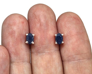 Australian Sapphire studs, 1.78 carats, Sterling Silver, Oval facet, Blue Sapphire - GemzAustralia 